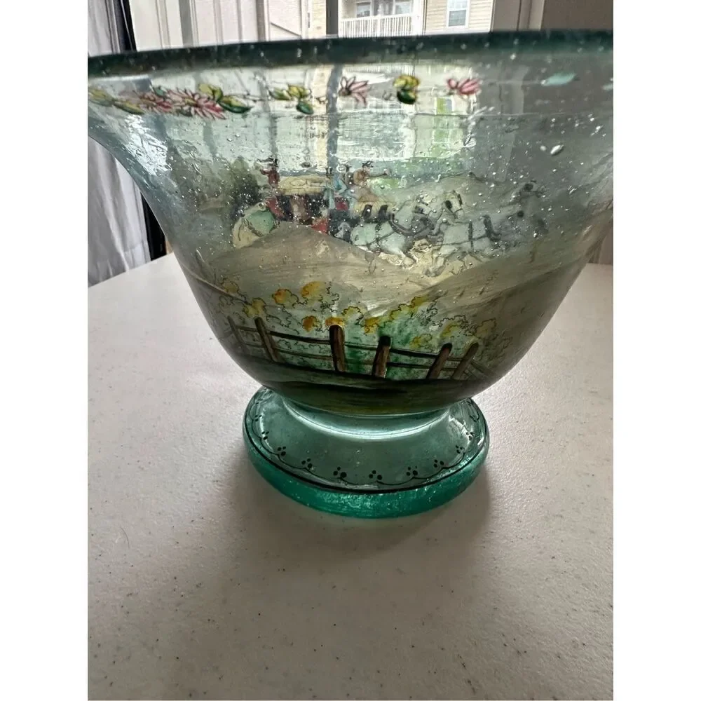 Extremely Rare Ludwig Moser Hand Blown, Hand Painted Enamel Bowl 🛑